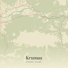 Fototapeta premium Vintage map of Krumau, Austria.