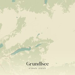 Vintage map of Grundlsee, Austria.