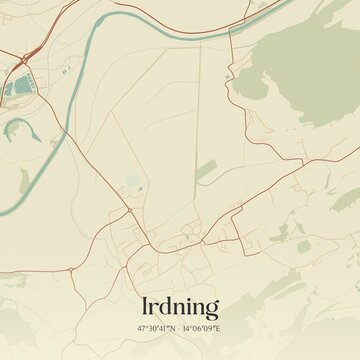 Vintage map of Irdning, Austria.