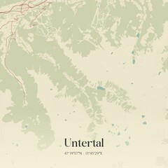 Vintage map of Untertal, Austria.