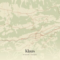 Vintage map of Klaus, Austria.