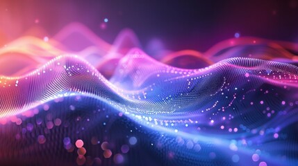 Flowing particle wave, abstract tech design, hi-tech big data background for business cards, banners, and brochures