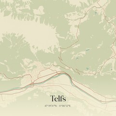 Vintage map of Telfs, Austria.
