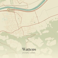 Vintage map of Wattens, Austria.