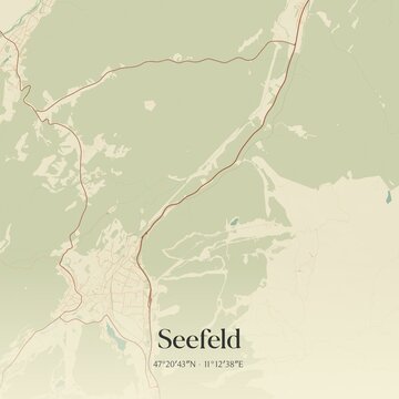 Vintage map of Seefeld, Austria.