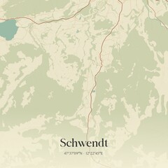 Vintage map of Schwendt, Austria.