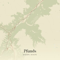 Obraz premium Vintage map of Pfunds, Austria.
