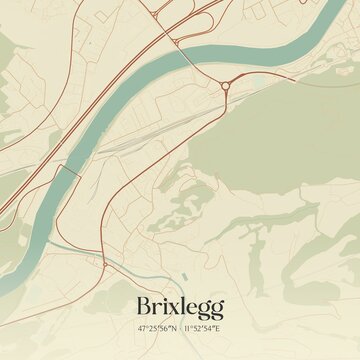 Vintage map of Brixlegg, Austria.