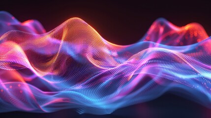 Fototapeta premium Flowing particle wave, abstract tech design, hi-tech big data background for business cards, banners, and brochures