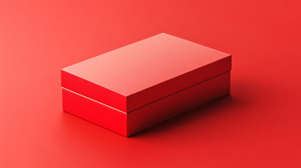 Red rectangular box mockup with matte and glossy finish on vibrant red background