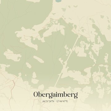 Vintage map of Obergaimberg, Austria.