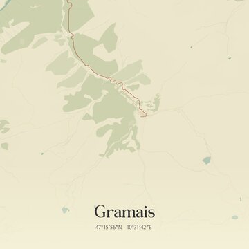Vintage map of Gramais, Austria.