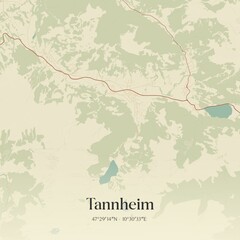Vintage map of Tannheim, Austria.