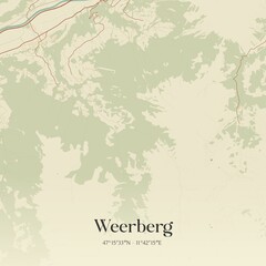 Vintage map of Weerberg, Austria.