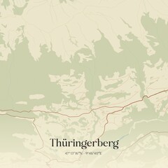 Fototapeta premium Vintage map of Thüringerberg, Austria.