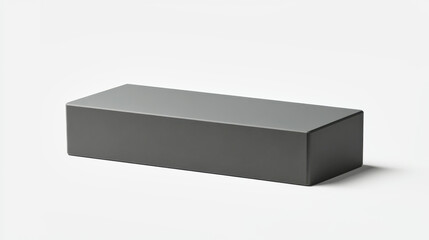 Minimalistic rectangular grey box packaging mockup with sharp edges and clean design