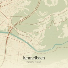 Fototapeta premium Vintage map of Kennelbach, Austria.