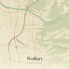 Vintage map of Wolfurt, Austria.