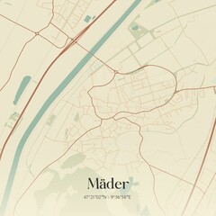 Fototapeta premium Vintage map of Mäder, Austria.