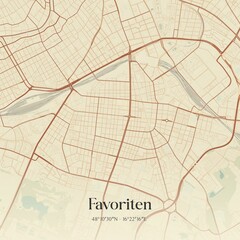 Vintage map of Favoriten, Austria.