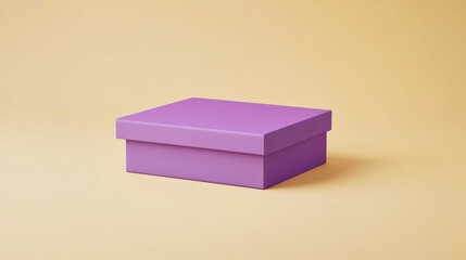 Stylish modern purple box mockup showcasing rectangular design on beige background