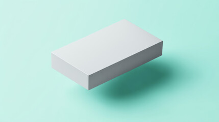 Modern grey box packaging design isolated on mint green background with clean lines