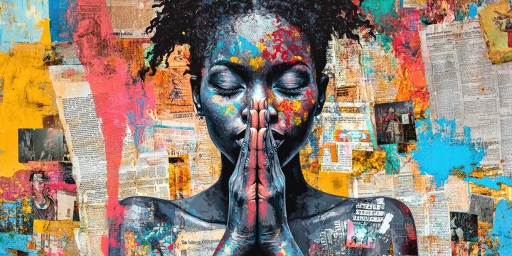 Colorful Abstract Painting of a Woman in Silence