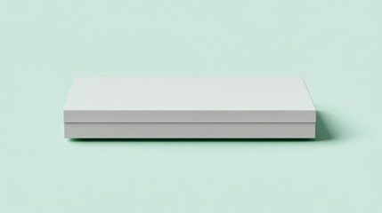 Premium rectangular grey box packaging on a mint green background with minimal design