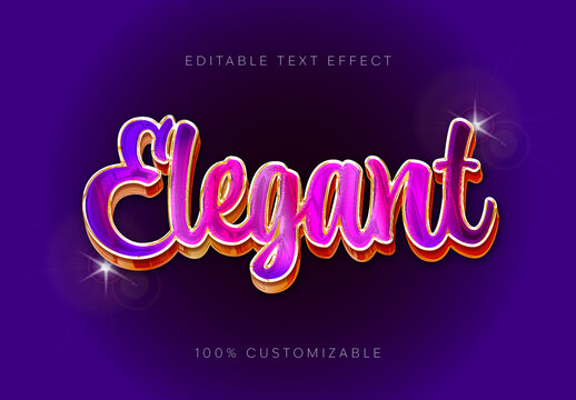 Purple And Gold Luxury Cursive Font Elegant Shiny Text Effect