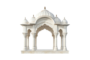 Fototapeta premium Elegant White Marble Temple Archway Majestic Indian Architecture Serene Spiritual Design