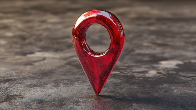 Red map pin 3D illustration, representing a location marker with a glossy, rounded design commonly used in maps and navigation. Isolated on transparent background, png.