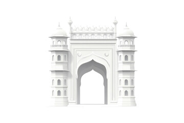 Majestic White Archway Elegant Indian Architecture Serene Gateway Peaceful Entrance