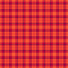 Coloured check tartan fabric, dog tooth texture seamless background. Plain pattern textile plaid vector in red and pink colors.