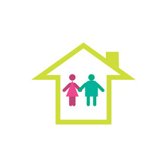 Illustration of home and family icon design. Life Insurance flat icon vector design illustration. 