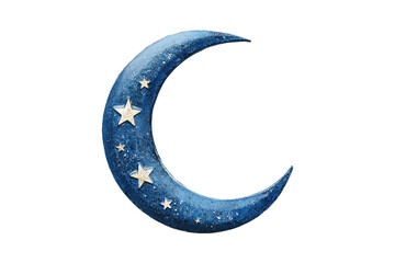 Magical Blue Crescent Moon with Sparkling Stars Night Sky Dreamscape