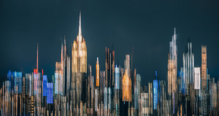 abstract new york city skyline with intentional movement for artistic mood