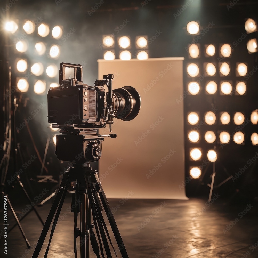 Aufkleber professional camera setup is ready for a photoshoot at a well lit studio during evening hours. gener