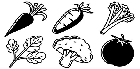 Abstract set of vegetable simple related fruit and vegetable icons vector illustration