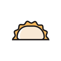 Gyoza flat icon design. Chinese traditional food vector design illustration. 