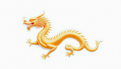 Fototapeta premium Golden dragon illustration on a white background