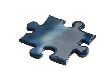 Obraz premium Single blue puzzle piece with smooth surface, glossy texture, curved edges, game element, isolated on transparent background.