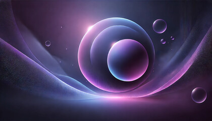 幻想的な紫のオーブ – 浮遊する球体と光のヴェール