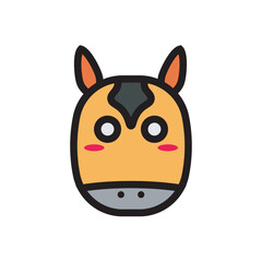 Vector illustration of horse head flat ucin vector design illustration. 