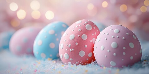 Obraz premium Colorful decorated eggs arranged beautifully for a spring celebration during Easter festivities