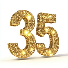 Gold Shimmering Number Thirty Five (35)
