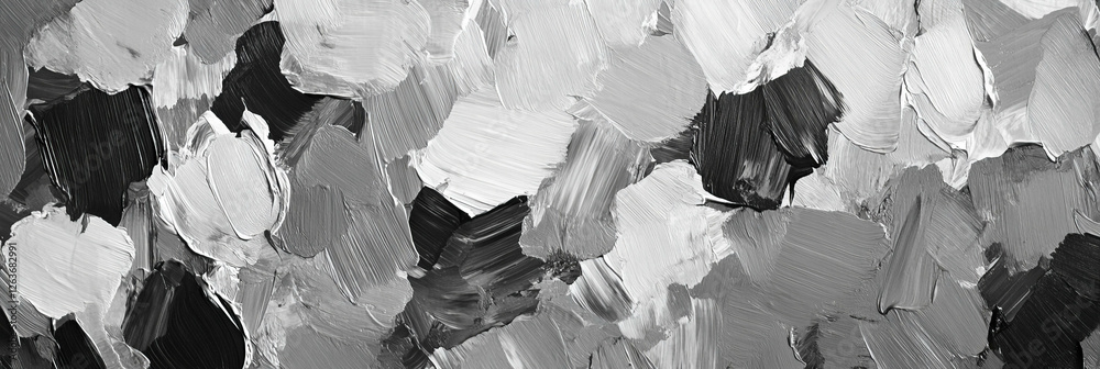 Poster mottled grayscale texture with irregular shapes creating a chaotic visual effect
