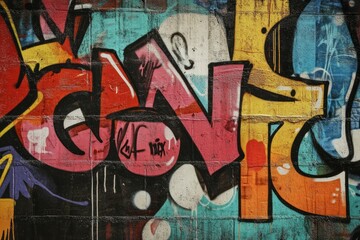 Fototapeta premium Vibrant abstract urban graffiti mural with dynamic flowing colors. Neural network AI generated