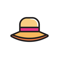 Beach hat icon vector design illustration. Straw hat icon, summer holiday item equipment icon vector design. 