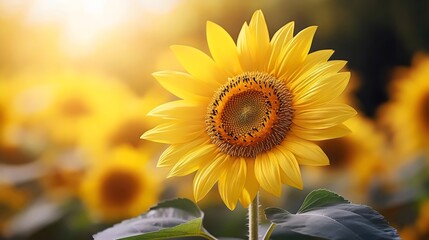 Obraz premium A single yellow sunflower is the main focus of the image