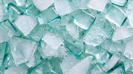Crushed teal glass pieces background texture